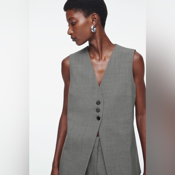 COS LONGLINE TAILORED TWILL WAISTCOAT - Picture 1 of 7